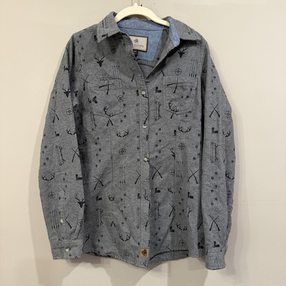 Legendary Whitetails Women's M Gray Button Long Sleeve Hunting Shirt Flannel